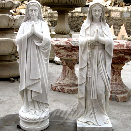 Blessed Marble Virgin Mary Statue in pairs for church decor