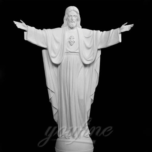 Decorative White Marble Jesus Statue with Open Hand  Interior Statue