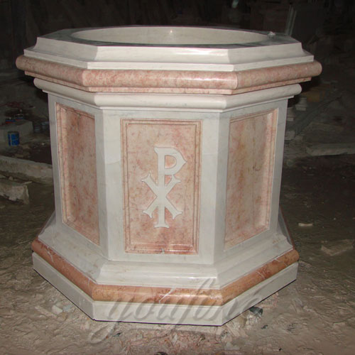 Hot Selling Natural Beige Marble Stone Font of Church for sale