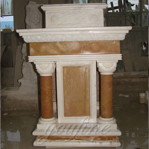 Modern Holy Hand Carved beige Marble Pulpit for Church Decor