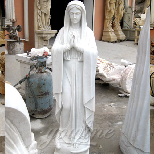 White Marble Virgin Mary Statue blessing Carving Sculpture for church decor