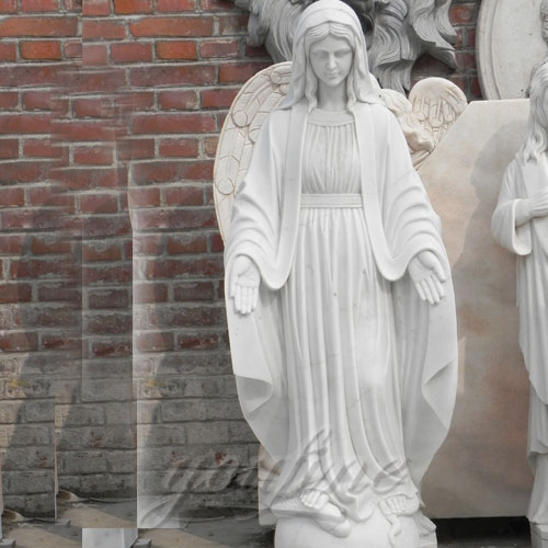 Natural White Marble Carved Virgin Mary Garden Statue for Decor
