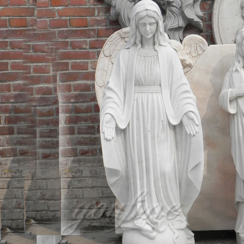 Natural White Marble Carved life size Virgin Mary Garden Statue for outdoor Decor