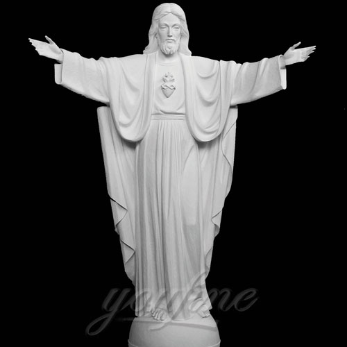 White Natural Marble Praying with Open Arm Jesus Statue on Sale