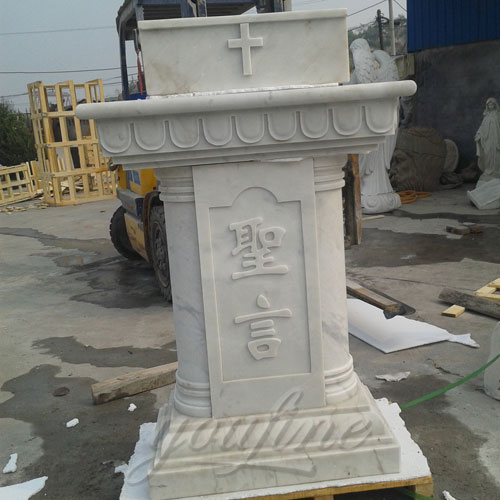 Pure White Hand Carved Marble Modern Church Pulpit for Indoor Decor