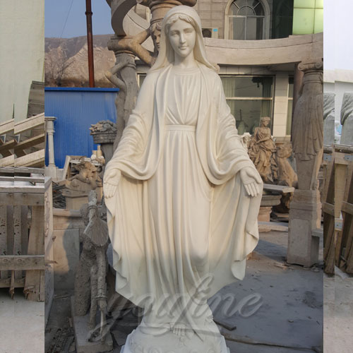 Hand Opened Outdoor White Marble Virgin Mary Statue Hot Sale