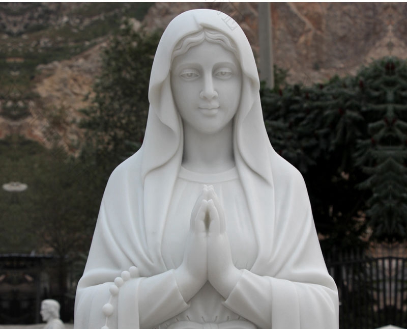 White Marble Blessed Mother Mary Statue