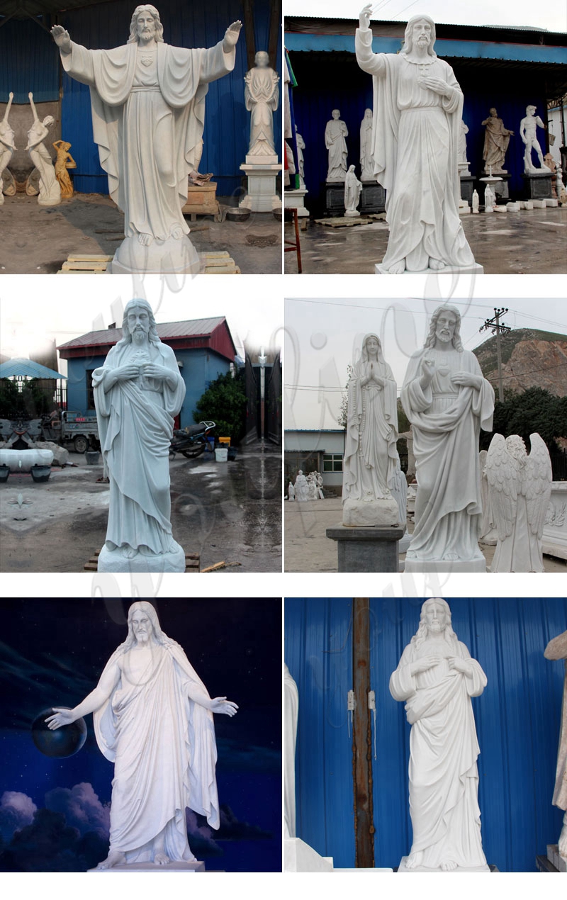 White Marble Jesus Kneeling Praying Statue Home Decor Figurine Christian