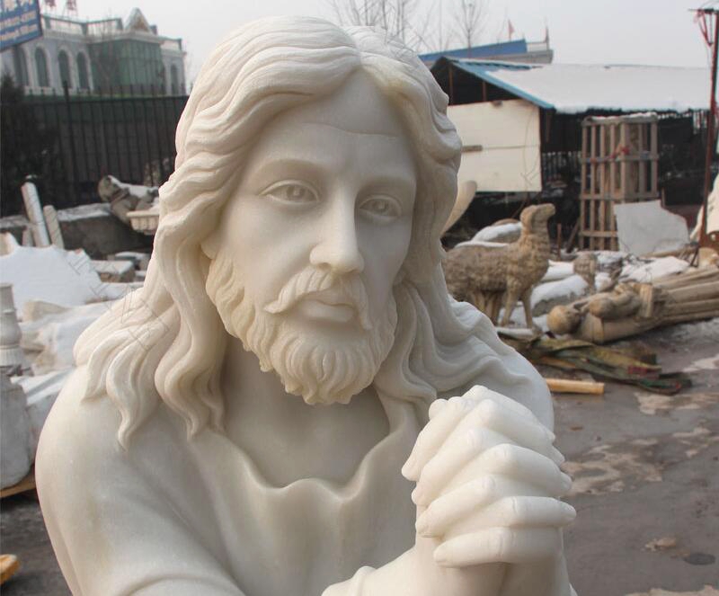 White Marble Jesus Kneeling Praying Statue