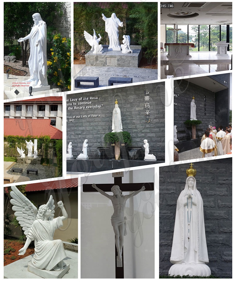 life size White Marble Blessed Mother Mary Statues