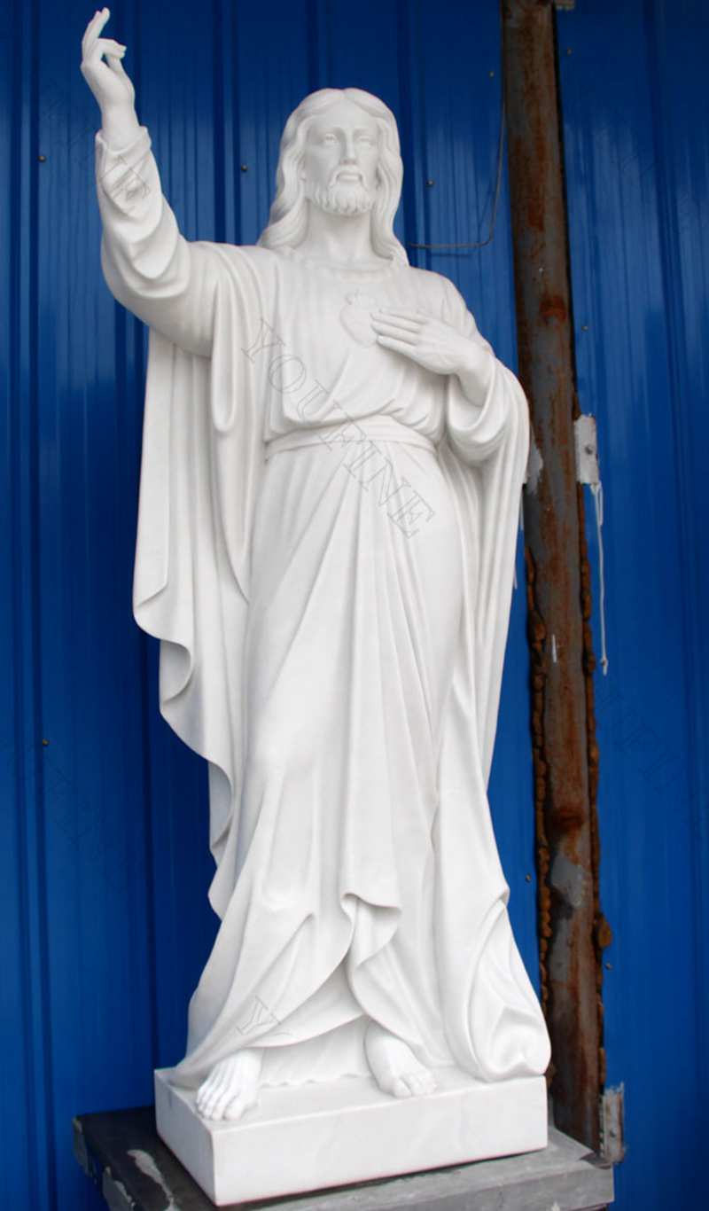 Classic Marble Life Size Jesus Statue in Meditation for Church Decor