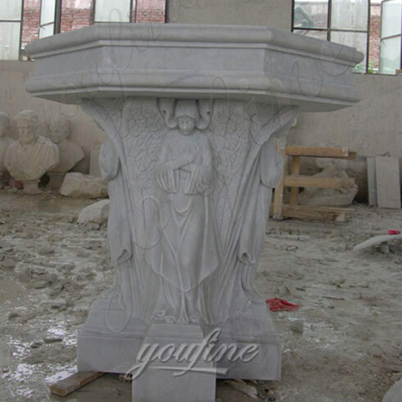 Hand Carved White Marble Church Use Pulpit Design for Sale