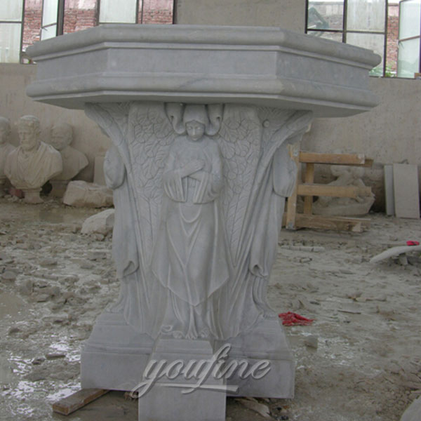 Hand Carved White Marble Church Use Pulpit Design