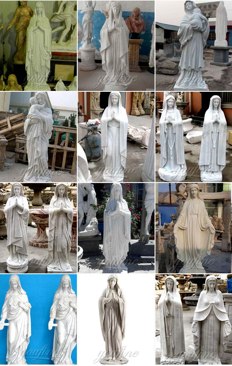 Life Size White Marble Our Lady of Lourdes Statue Stock