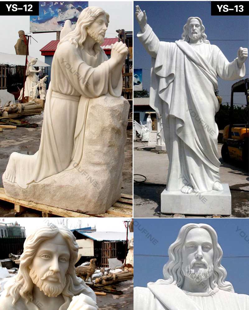 Marble Life Size Jesus Statue in Meditation for Church Decor