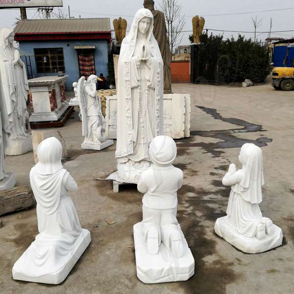 Our Lady of Fatima and Three Shepherd Children Marble Statue  Supplier CHS-271