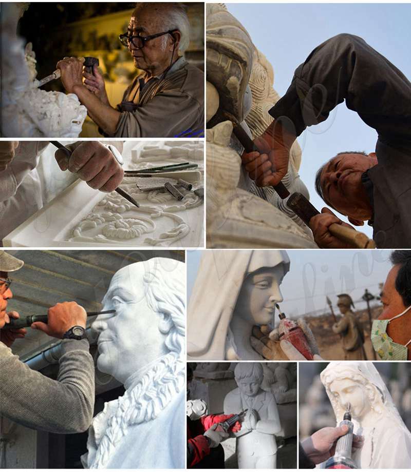 process of Our Lady of Fatima and Three Shepherd Children Marble Statue