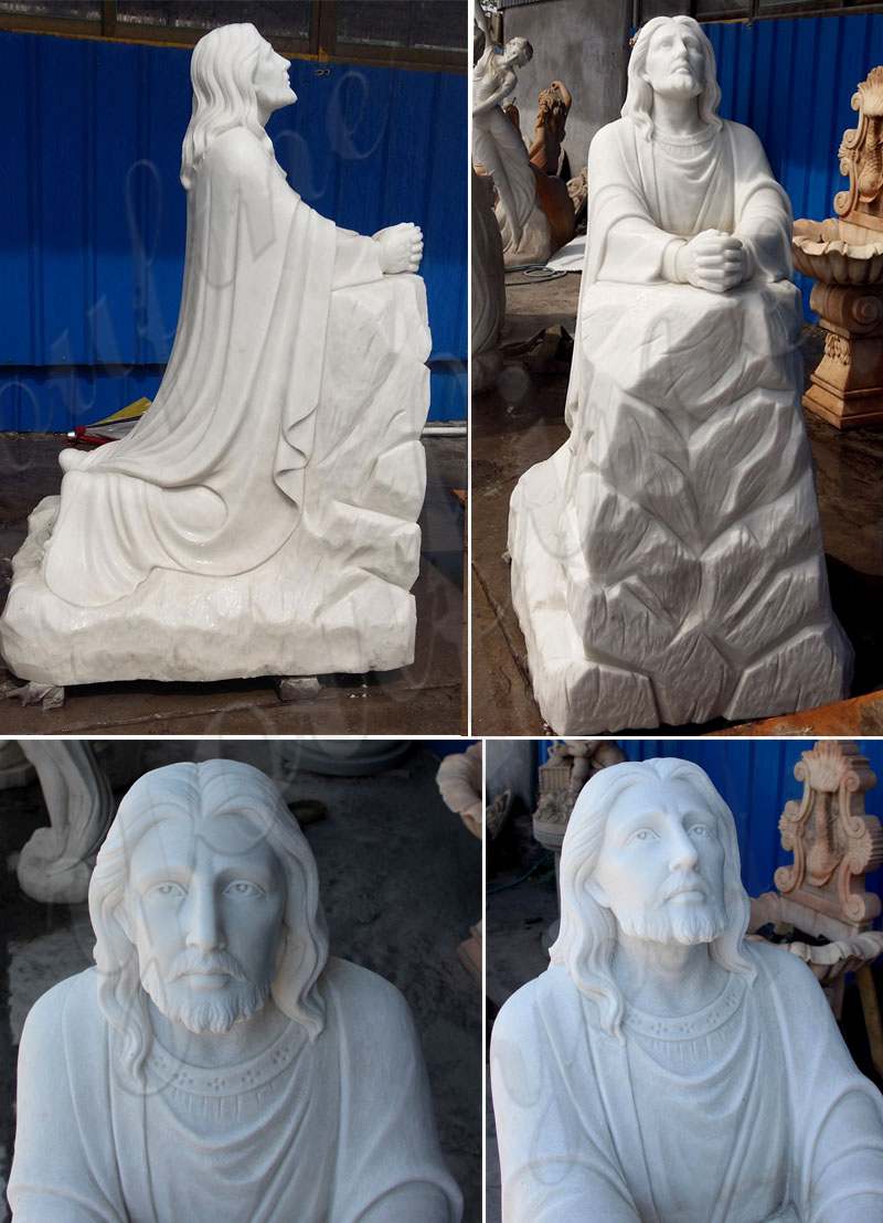 Christ Jesus praying and kneeling statue