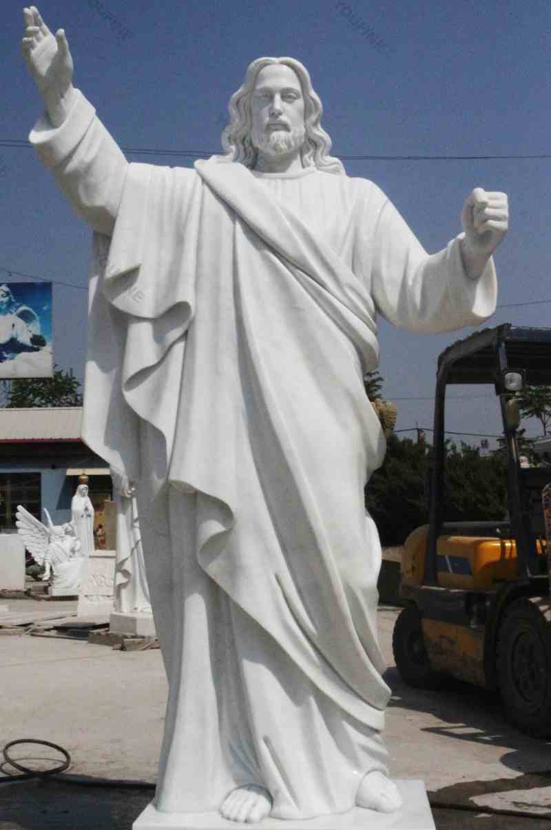 Catholic White Marble statues of Christ Jesus Making for Parish