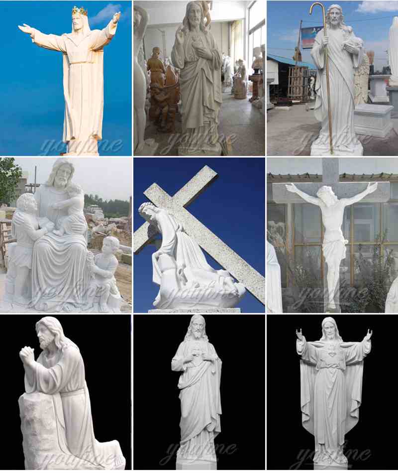 Catholic White Marble statues of Christ Jesus