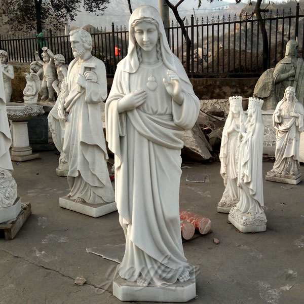 Life Size White Marble Outdoor Statue of Mary for Sale