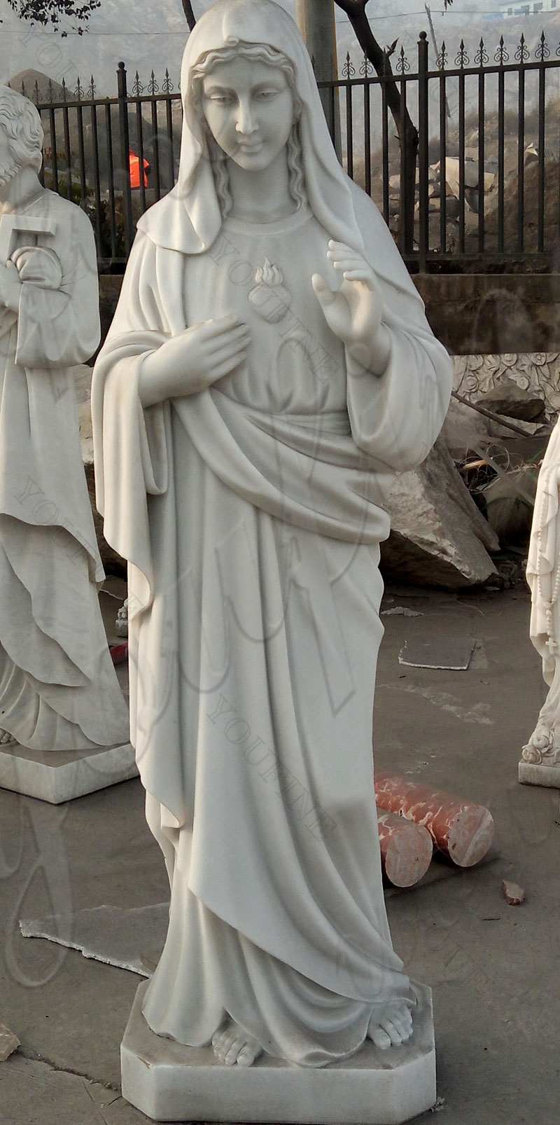 White Marble Outdoor Statue of Mary for Sale