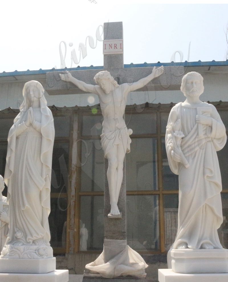 Hand Carved Life Size Jesus Crucifixion Marble Statue
