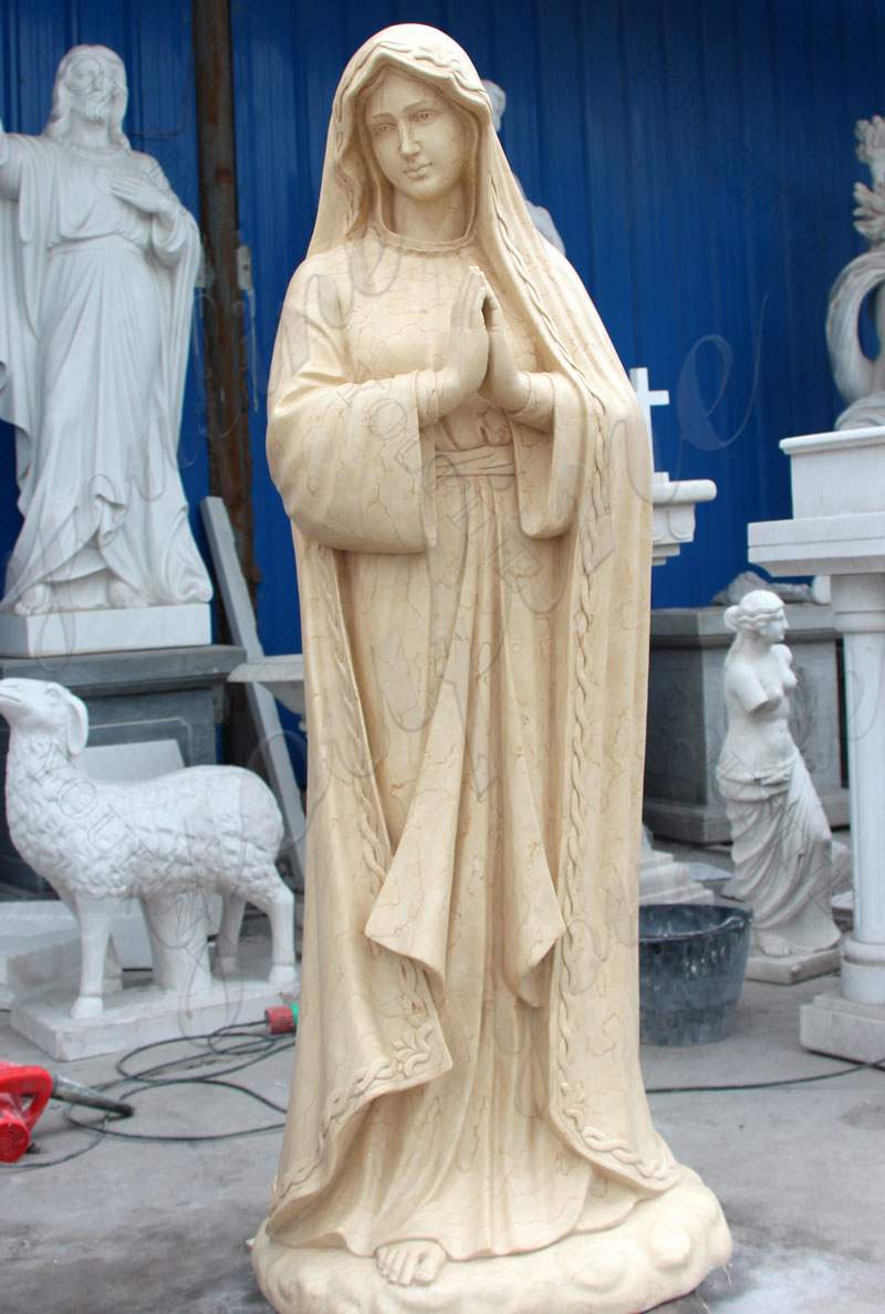 Life Size Religious Egyptian Beige Marble Lourdes Statue Supplier