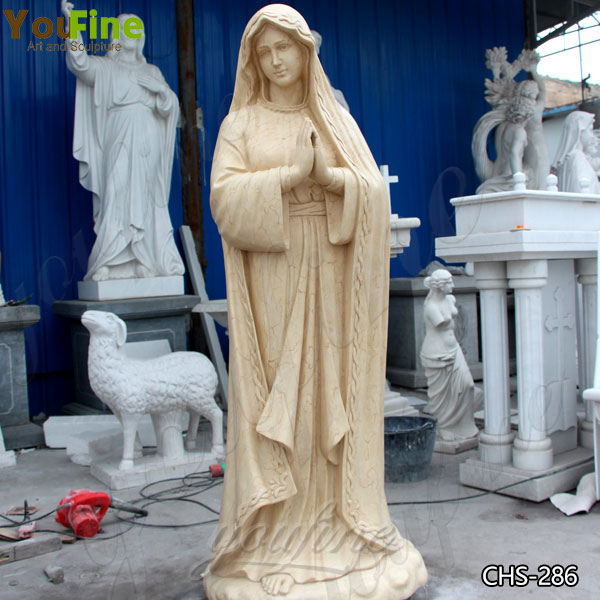 Life Size Religious Egyptian Beige Marble Lourdes Statue