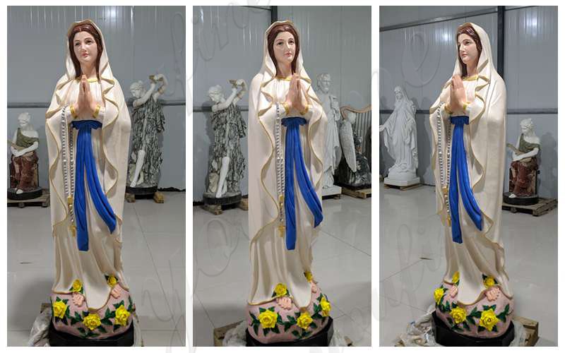 Full Size Colorful Blessed Mother Mary Marble Statue