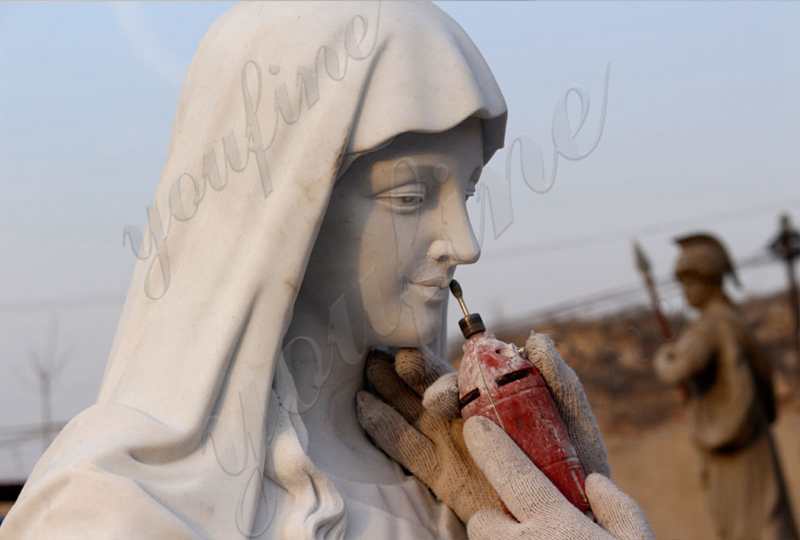 process of Colorful Blessed Mother Mary Marble Statue