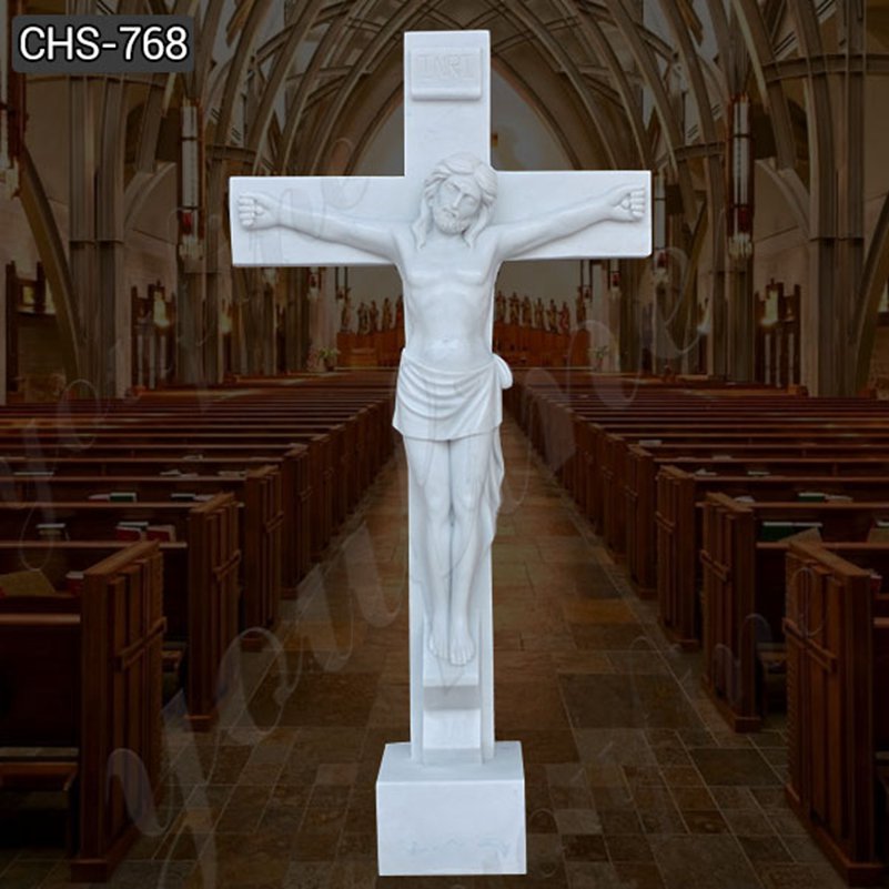 Hand made Jesus on the cross marble statue factory supply CHS-768