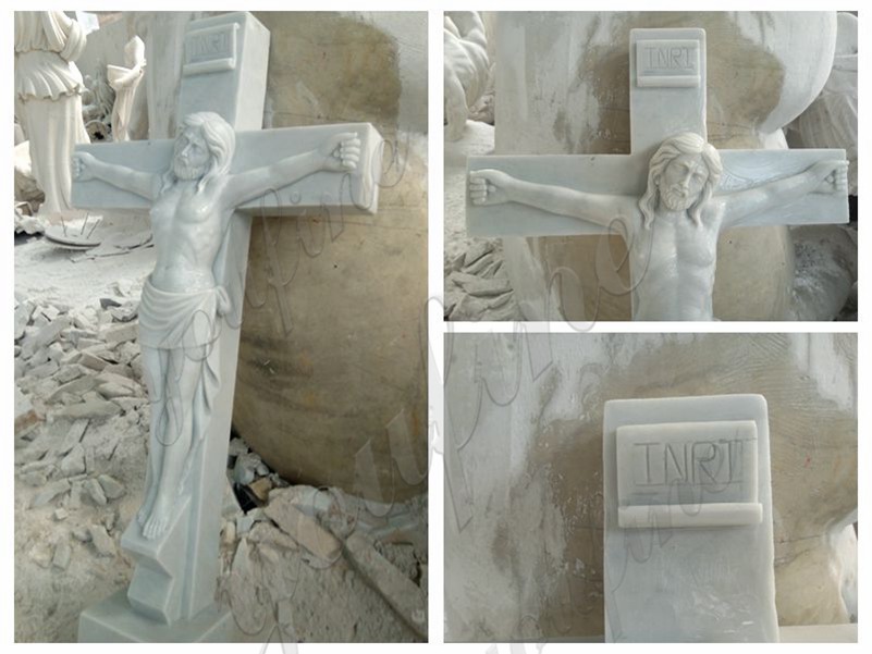 Jesus on the cross marble statue factory