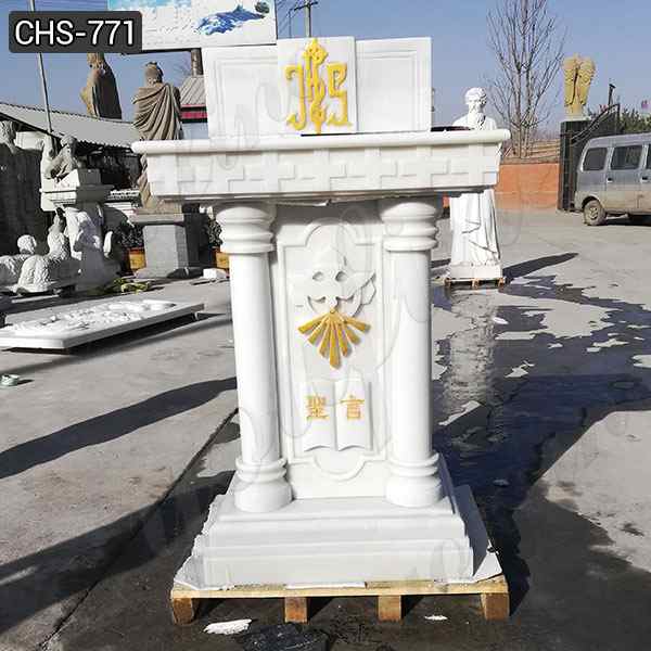 New Design Life Size White Marble Pulpit for Church Supplier CHS-771