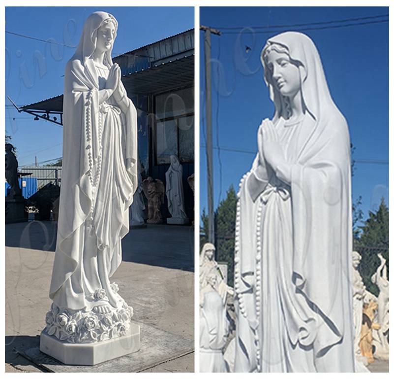 Donation Life Size Our Lady of Lourdes Marble Statue detail