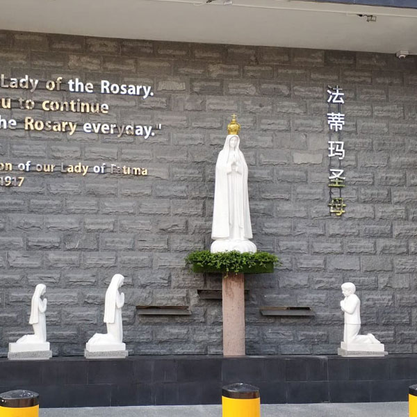 Life Size Marble Our Lady of Fatima with Children Statue for Sale