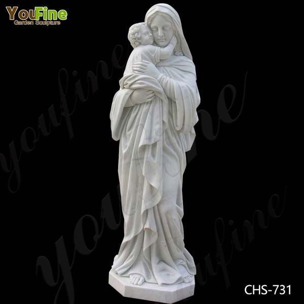 Outdoor Catholic Madonna and Child Marble Statue Factory Supply