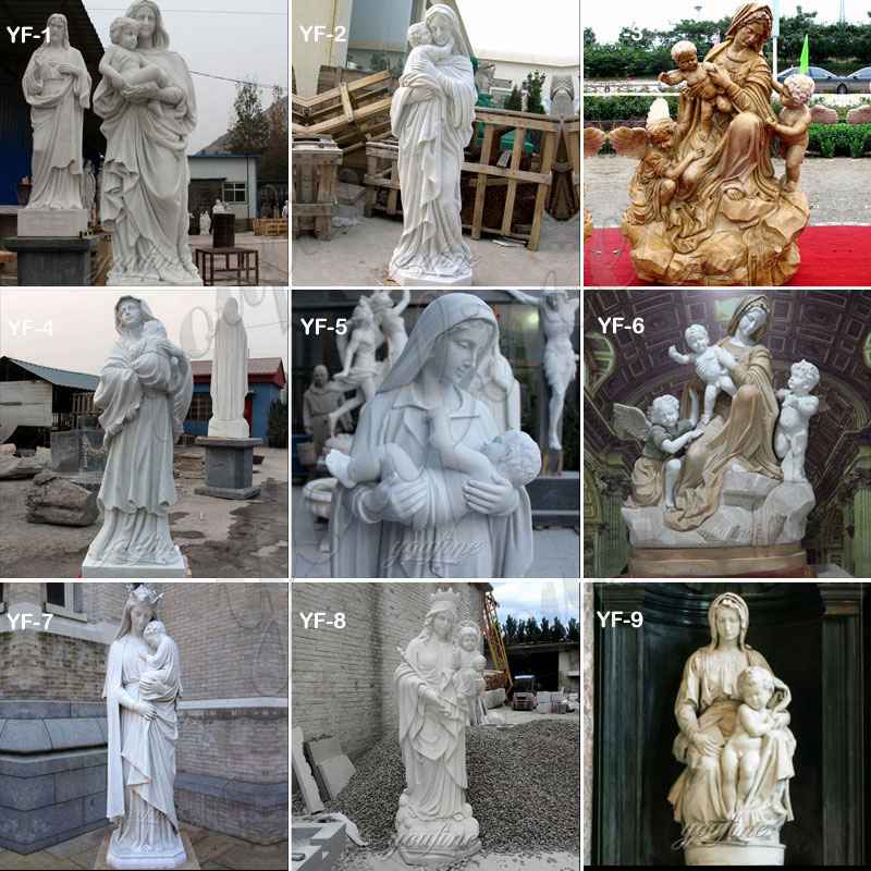 Outdoor Catholic Madonna and Child Marble Statue