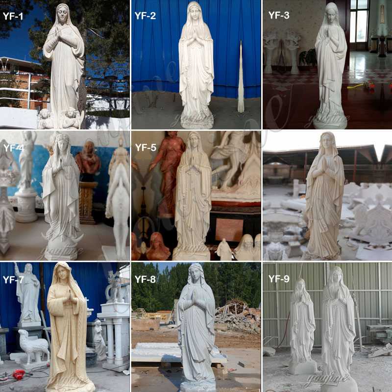 Hand Carving White Marble Virgin Mary Statue for Church