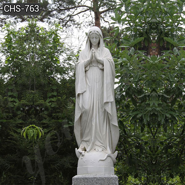 Life Size White Marble Virgin Mary Statue for Garden Suppliers