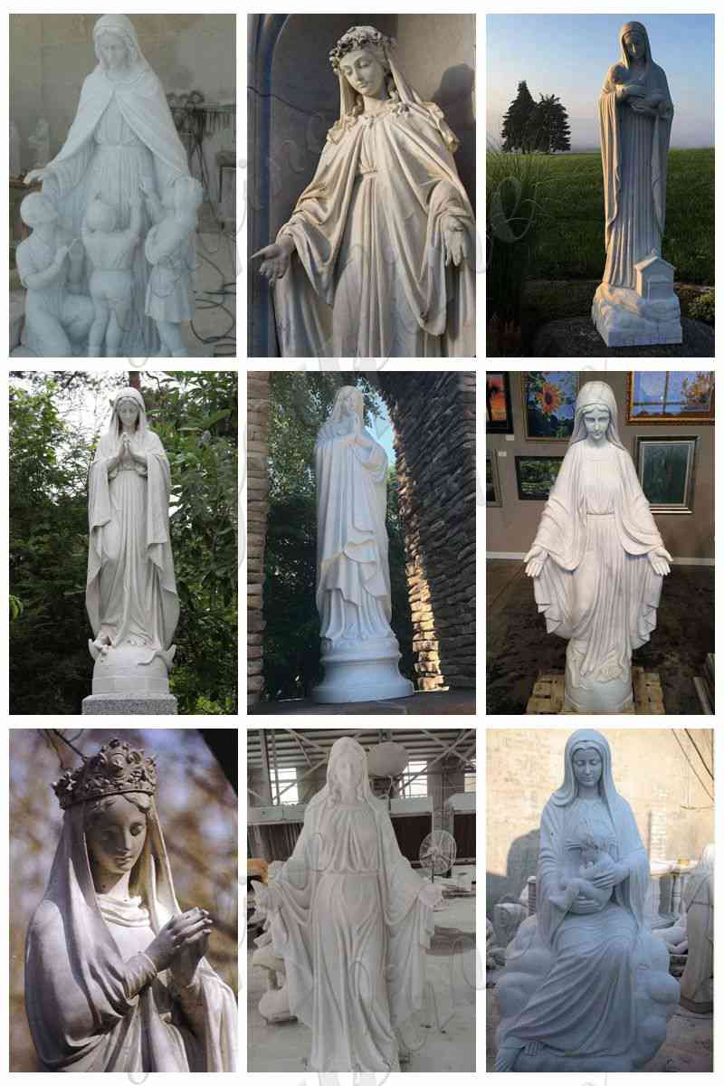 White Marble Our Lady of Grace Statue
