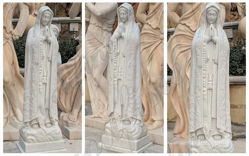 Life Size Catholic Natural White Marble Fatima Statue