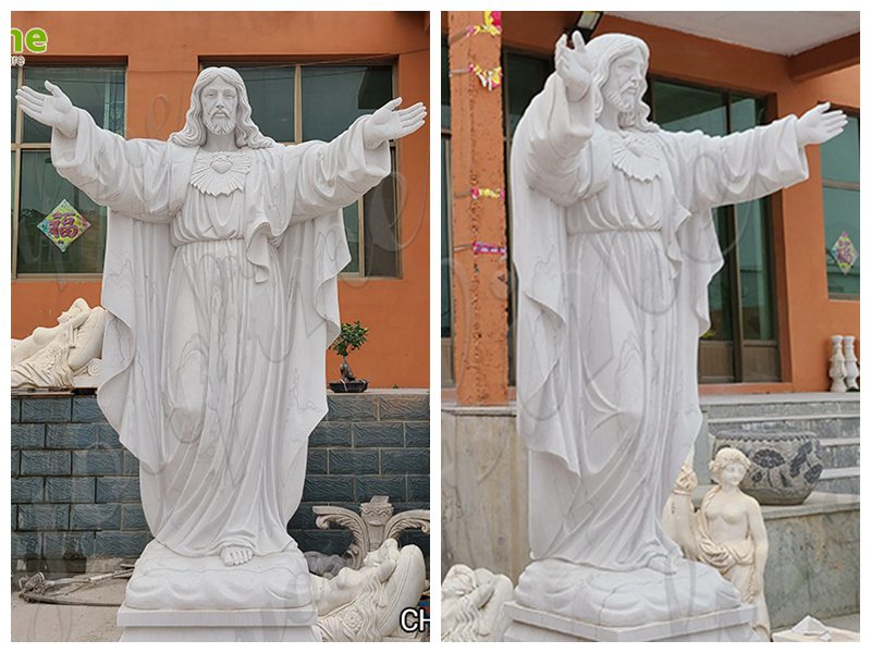 Large Catholic Marble Sacred Heart Jesus Statue