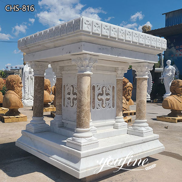 Hand Carved Catholic White Marble Altar Table for Church Factory Supply CHS-816