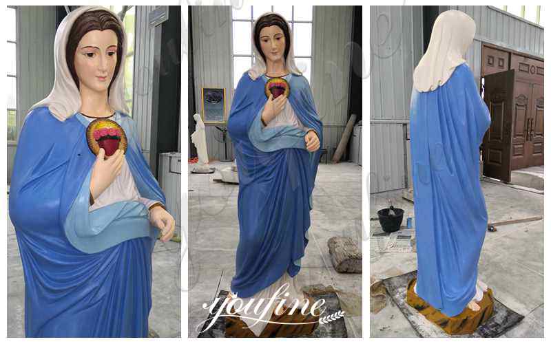 Marble Virgin Mary Statue with Scared Heart for Sale