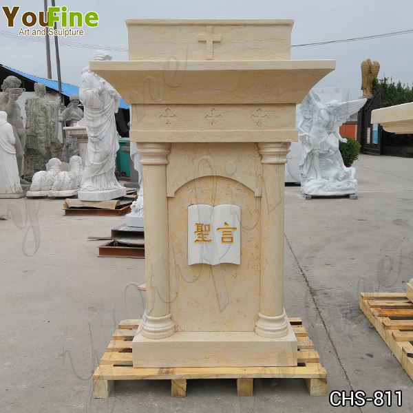 Cheap Price Natural Beige Marble Pulpit for Church for Sale