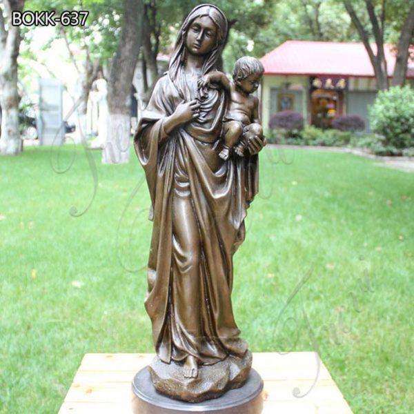 Garden Life Size Bronze Mother Mary and Jesus Statue for Sale