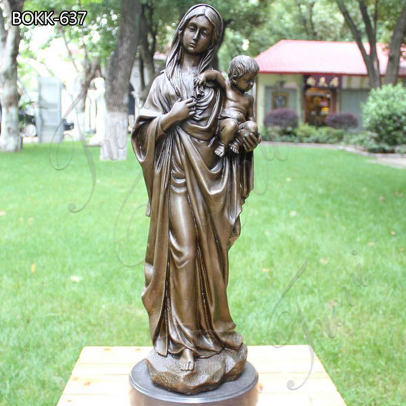 Garden Life Size Bronze Mother Mary and Jesus Statue for Sale BOKK-637