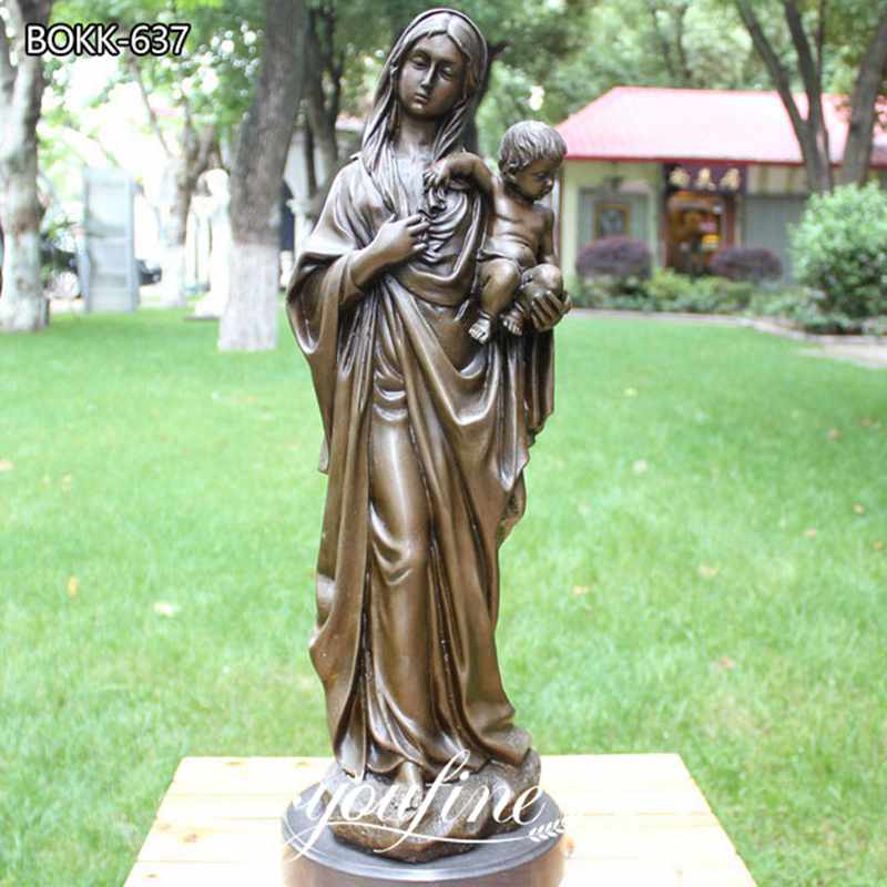 Garden Life Size Bronze Mother Mary and Jesus Statue for Sale