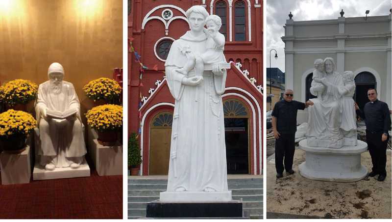 Catholic Life Size Marble Madonna and Children Statue